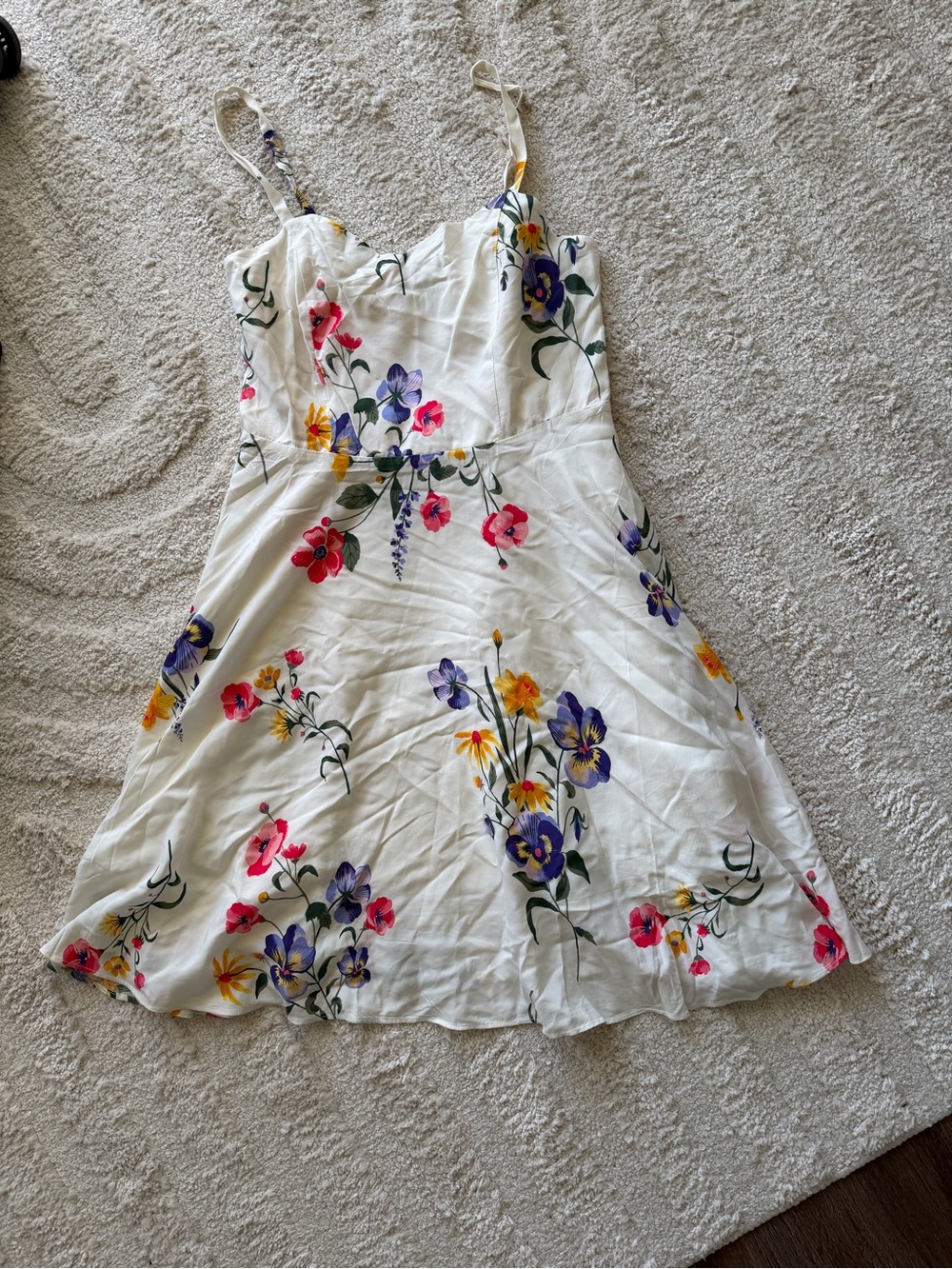 White Floral Dress with Spaghetti Straps